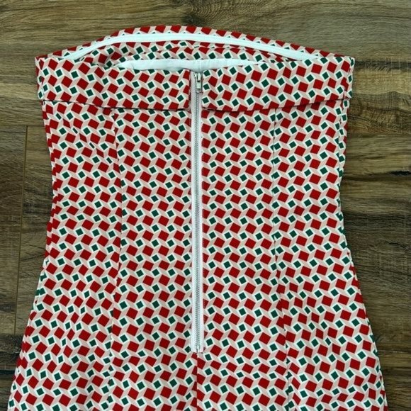 BOUTIQUE Alaia Retro Strapless Geometric Print Mini Dress Size XS NWT - Picture 9 of 13